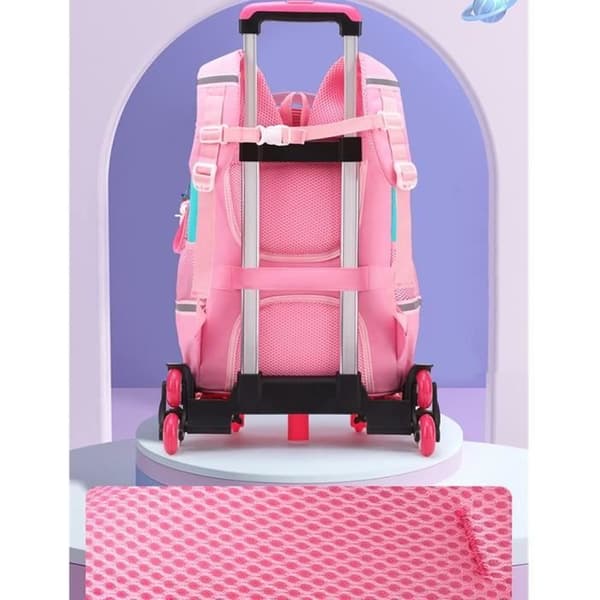 Barnväska med hjul - Rosa Blå - Sexhjulig design - Vattentätt tyg - Andningsbart mesh