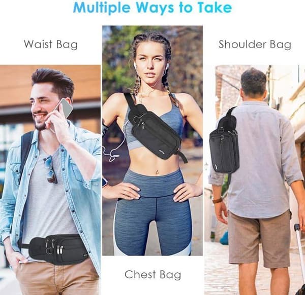 AGPTEK Fanny Pack löparbälte för män kvinnor utomhussport, Fanny Pack med flera fickor och justerbart bälte