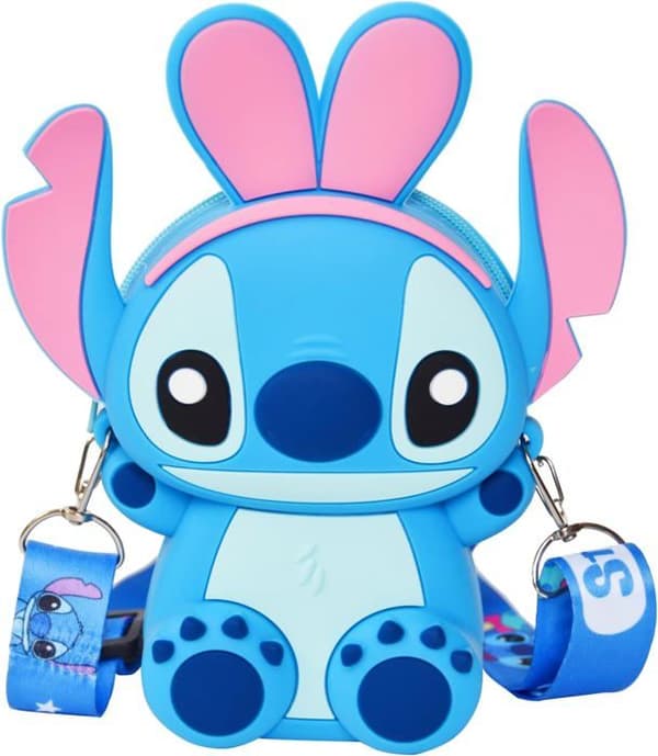 Stitch Crossbody-väska med justerbar axelrem, handväska med dragkedja, söt anime Stitch-plånbok - blå
