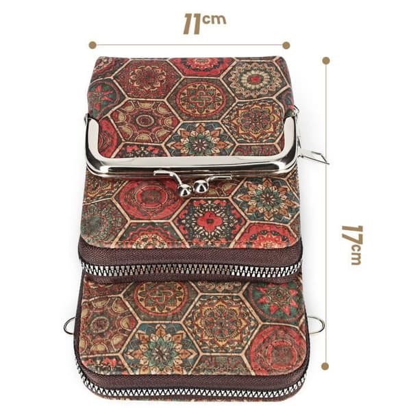 Sacoche - AVIZAR - Hexagonal Mönster - Kork - Multicolor - Trippel Ficka