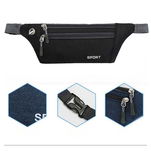 Resebälte Fanny Pack med säkerhetspåse för kvinnor eller män för pengar, pass - svart