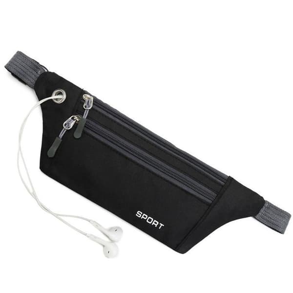 Resebälte Fanny Pack med säkerhetspåse för kvinnor eller män för pengar, pass - svart