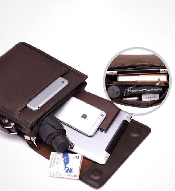 Axelväska - Herr axelväska i läder Business Bag - Svart
