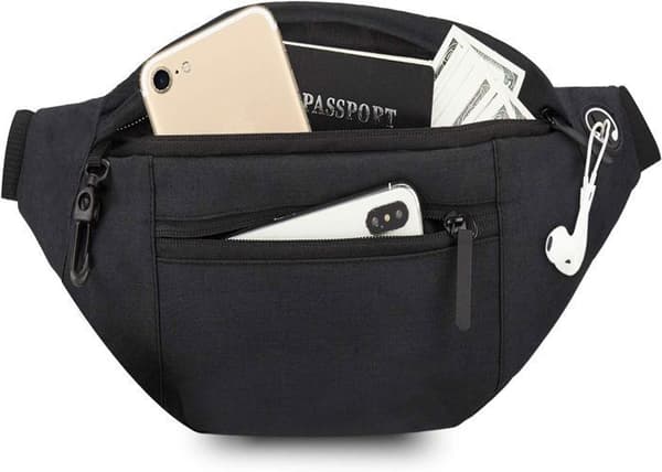 Fanny Pack Midja Fanny Pack för män Kvinnor Unisex Fanny Pack med hörlursuttag och 4 fickor med dragkedja