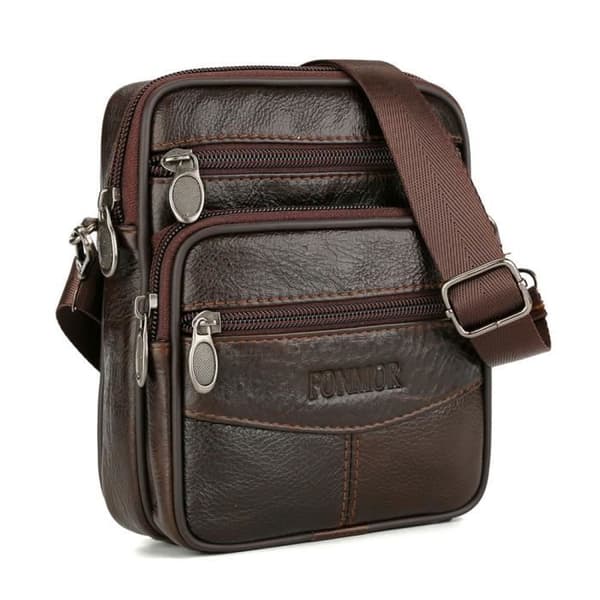 BAG Herr Vintage Pure Leather Axelväska Commerce Crossbody Bag #PA-6791