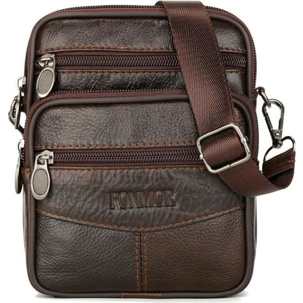 BAG Herr Vintage Pure Leather Axelväska Commerce Crossbody Bag #PA-6791