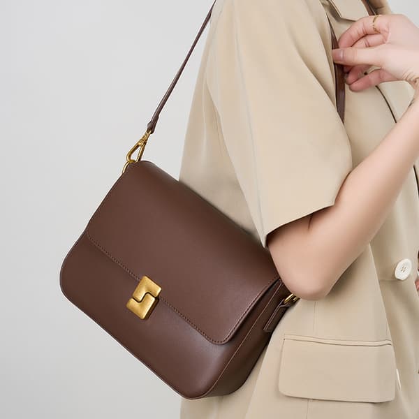 INF Crossbody-taske i ægte læder til kvinder, lille skuldertaske