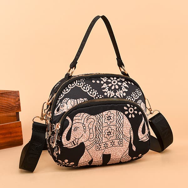 INF Crossbody-taske i kanvas med elefantprint
