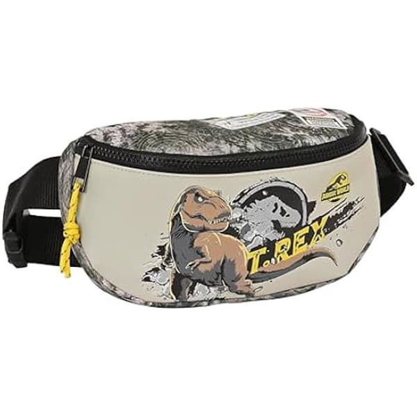 Safta Jurassic World Warning fannypack för barn - Grå - 23 x 9 x 14 cm - Bekväm och mångsidig