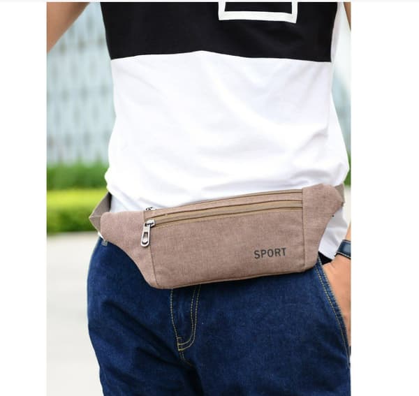 INF Midjeväska i canvas med ficka - Fannypack för utomhussporter