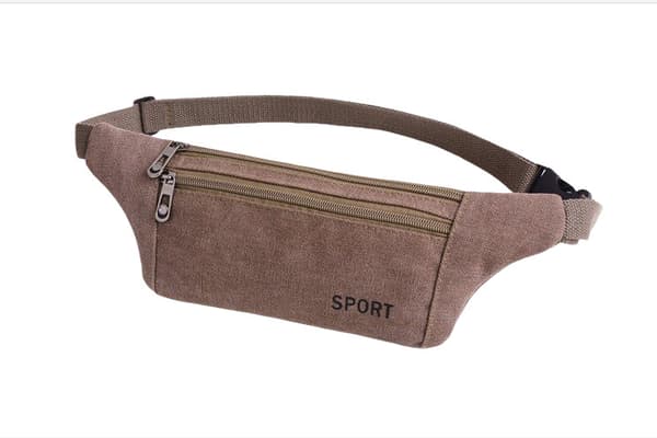 INF Midjeväska i canvas med ficka - Fannypack för utomhussporter