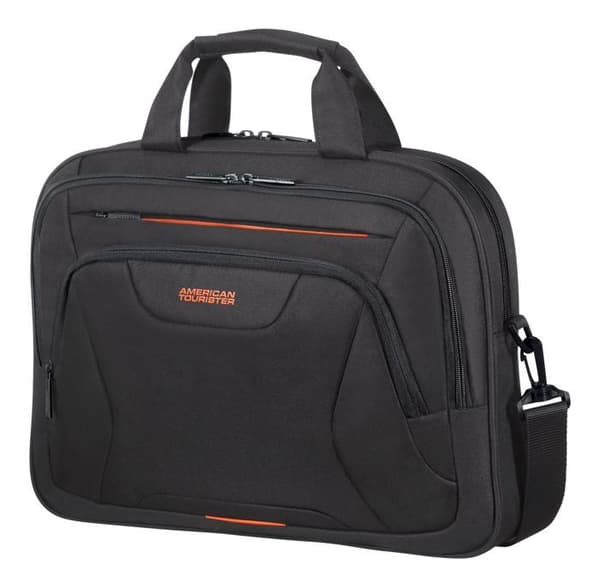 Axelväska - American Tourister - At Work - 15.6" - Svart / Orange - 100% polyester