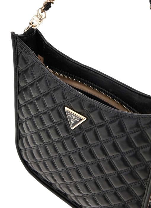Axelväska med axelrem - GUESS - Giully Bucket - Svart - 100% polyuretan - 24x25x6 cm