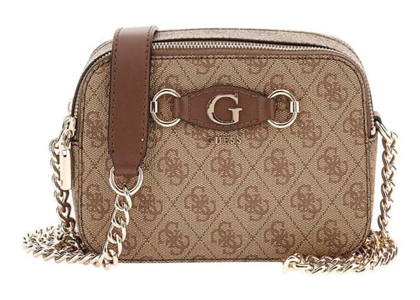 GUESS Axelremsväska ljusbrun för kvinnor - Izzy Kamera Väska Latte Logotyp / Brun 290566