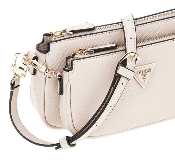 GUESS Axelväska i ljusgrått för kvinnor - Noelle Double Pouch Crossbody Bone 290526