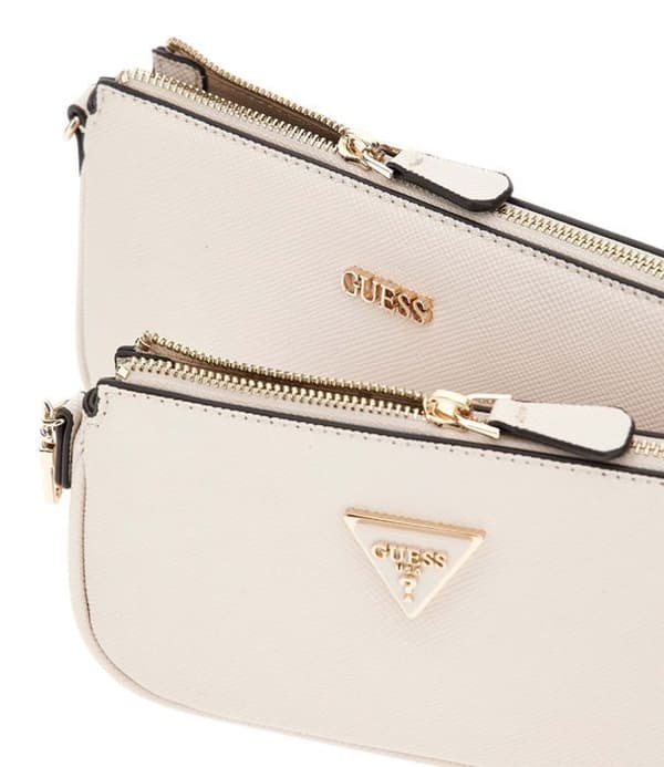 GUESS Axelväska i ljusgrått för kvinnor - Noelle Double Pouch Crossbody Bone 290526