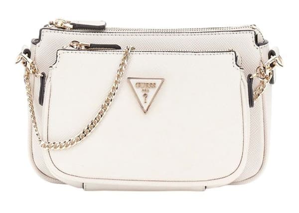 GUESS Axelväska i ljusgrått för kvinnor - Noelle Double Pouch Crossbody Bone 290526