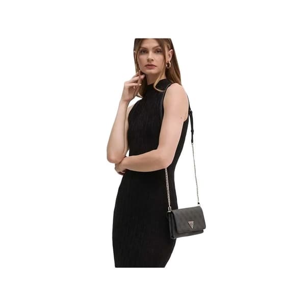 GUESS Noelle Xbody Flap Organizer Kolgrå Logotyp [271992] - axelväska bandouliär väska
