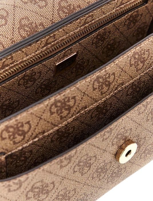 Axelväska - GUESS - Eco Brenton Flap - Ljusbrun - 24x15x7 cm - 588 g
