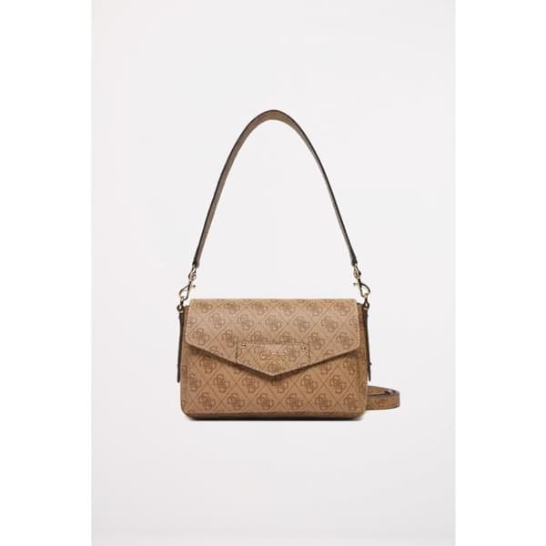Axelväska - GUESS - Eco Brenton Flap - Ljusbrun - 24x15x7 cm - 588 g