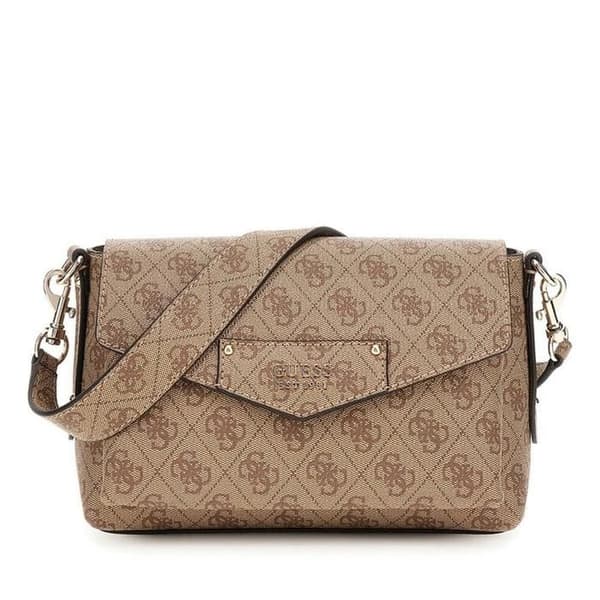 Axelväska - GUESS - Eco Brenton Flap - Ljusbrun - 24x15x7 cm - 588 g