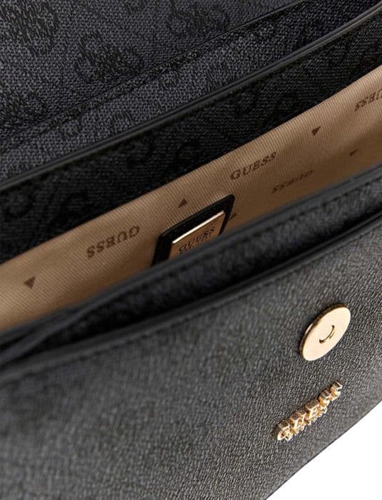 GUESS Axelväska i kolgrått för kvinnor - Orlina Logga Top Handle Flap Bag Kol Logga 290469