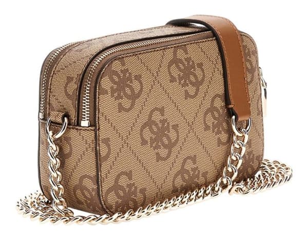 Axelväska med rem - GUESS - Izzy Camera Bag - Taupe - 100% polyuretan - 19x13x7 cm