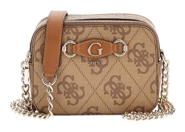 Axelväska med rem - GUESS - Izzy Camera Bag - Taupe - 100% polyuretan - 19x13x7 cm