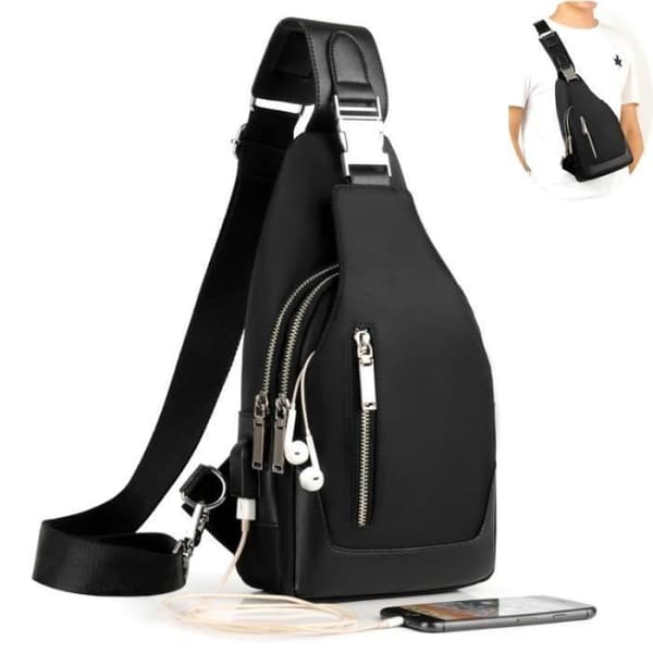 Crossbody-väska för män + plånboksset Vattentät bröstväska Tyg Sling Axel Arbetsväska Resor Shopping Julfest Present