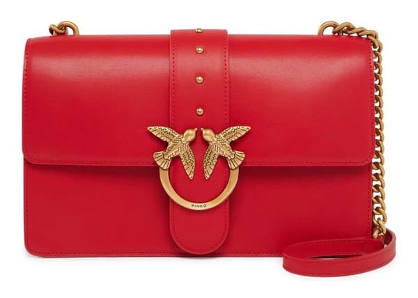 PINKO Axelremsväska röd för kvinnor - Love One Classic CL M Red - Antique Gold 296333