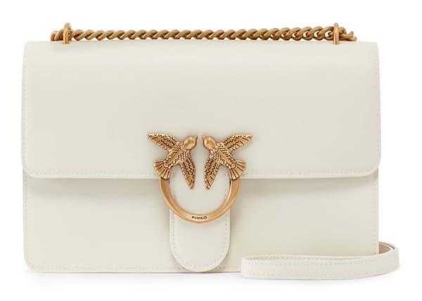 PINKO Axelväska beige för kvinnor - Love One Classic DC M Vit - Antik Guld 308752