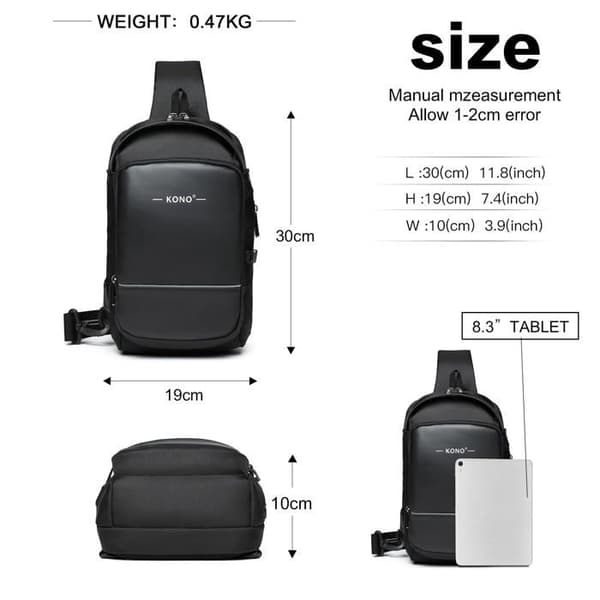 Banane Kono - EG2403 BK - , Slingsäck för herr, Svart, Medium