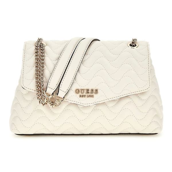 GUESS Axelficka i krämfärg för kvinnor - Melisandra Convertible Xbody Flap Bag Shell 309958