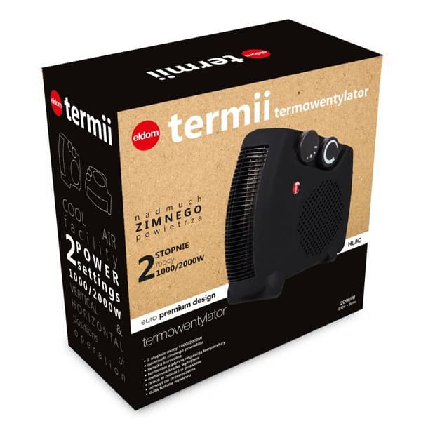 Ventilatorkamin - elektrisk kamin - 1000 och 2000W - svart