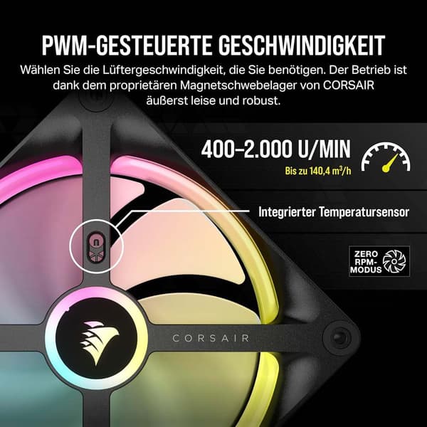 Corsair Torn Fläkt Icue Link Qx140 Rgb 140 Mm 2 Enheter