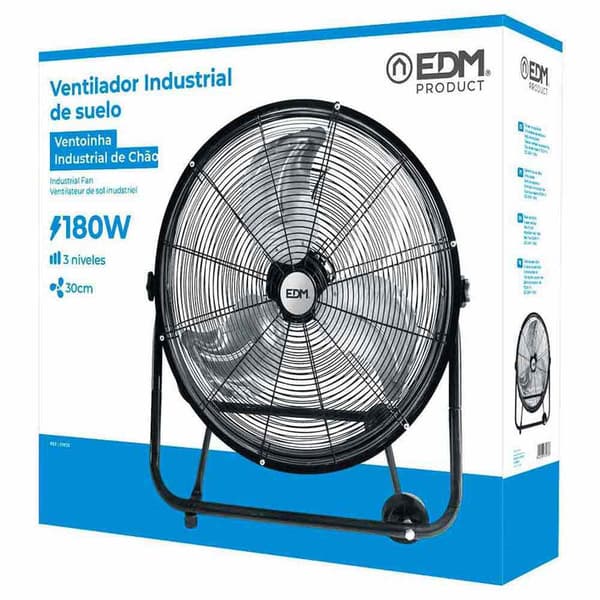Edm 180w Industrial Industrial Golvfläkt 60 Centimeter Svart One Size / EU Plug