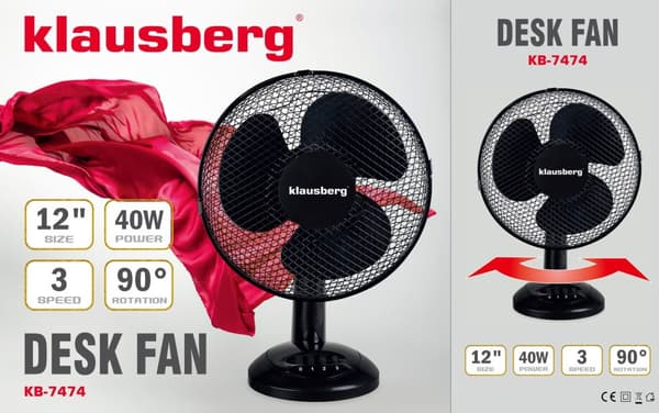 DESK VENTILATOR 30CM 40W KLAUSBERG KB-7474