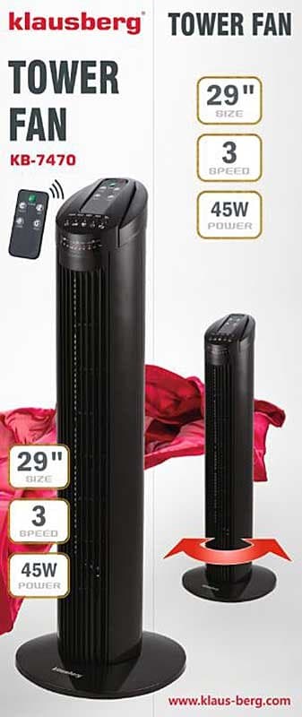 GULVSØJLE VENTILATOR MED FJERNBETJENING KLAUSBERG KB-7470
