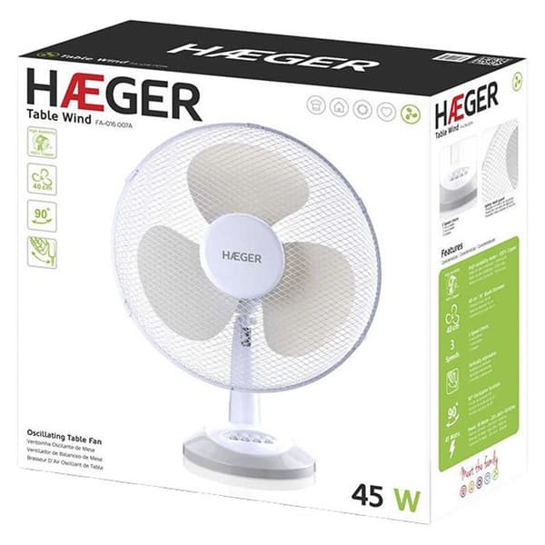 Haeger Ventilator Table Wind 40 Cm Hvid One Size / EU Plug