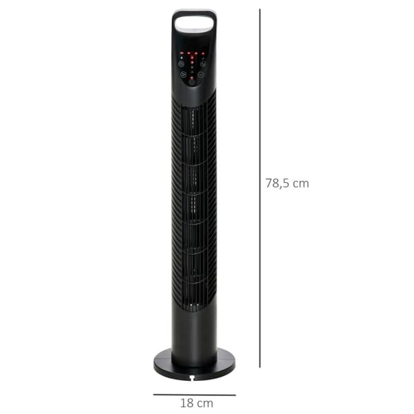Rootz Tower Fläkt - Sockelfläkt - Oscillerande fläkt - Tyst drift - Timer - Fjärrkontroll - 18x78,5 cm - Svart