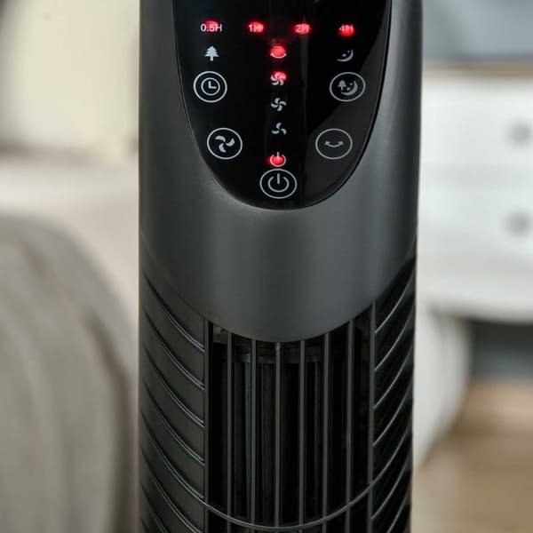 Rootz Tower Fläkt - Sockelfläkt - Oscillerande fläkt - Tyst drift - Timer - Fjärrkontroll - 18x78,5 cm - Svart