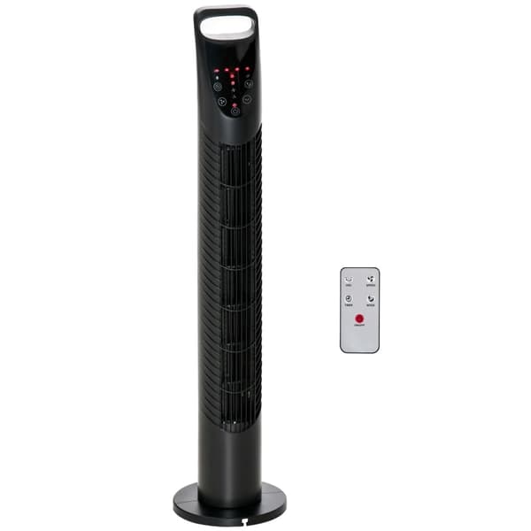Rootz Tower Fläkt - Sockelfläkt - Oscillerande fläkt - Tyst drift - Timer - Fjärrkontroll - 18x78,5 cm - Svart