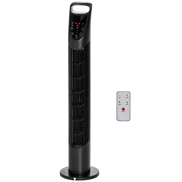Rootz Tower Fläkt - Sockelfläkt - Oscillerande fläkt - Tyst drift - Timer - Fjärrkontroll - 18x78,5 cm - Svart
