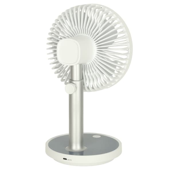 Trådløs skrivebordsventilator, 30 cm, hvid