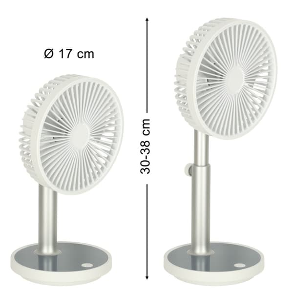 Trådløs skrivebordsventilator, 30 cm, hvid