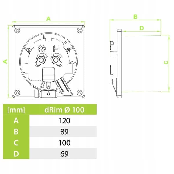 Kylpyhuonetuuletin Fi 100 Plexi Gloss White Standard