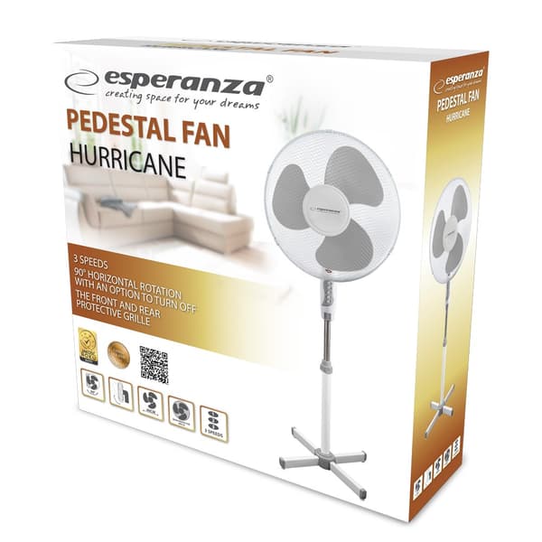 Esperanza EHF001WE Stående ventilator 16" Hvid og Grå