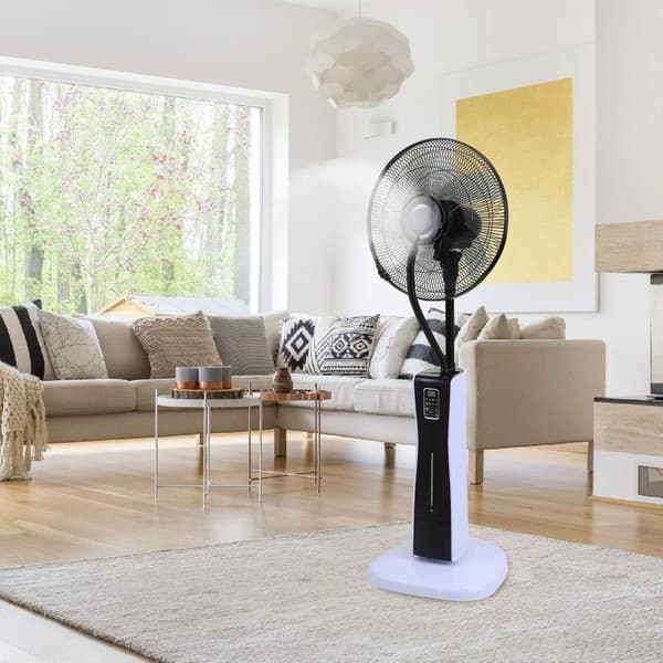 Piedestalfläkt med sprayfunktion Dimfunktion för ett behagligt rumsklimat 75W fläkt med 4 med fjärrkontroll & timerfunktion