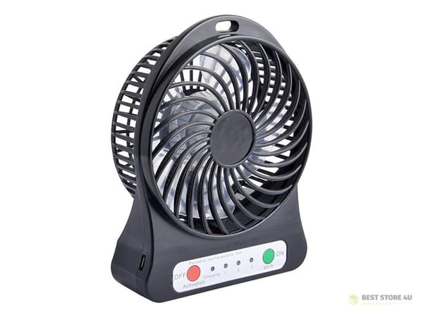 44-501# Bordventilator 10cm usb+batteri sort
