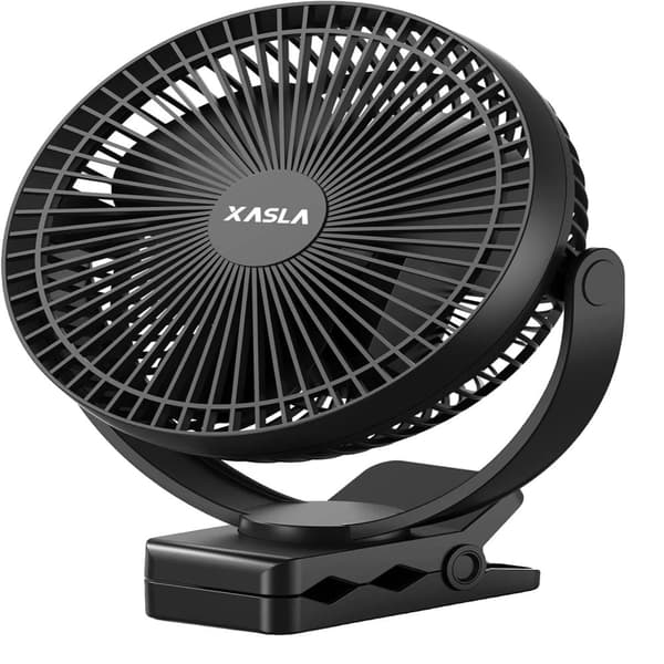 Bærbar Klemmeventilator, Lang Batterilevetid, Stille Drift,Sort